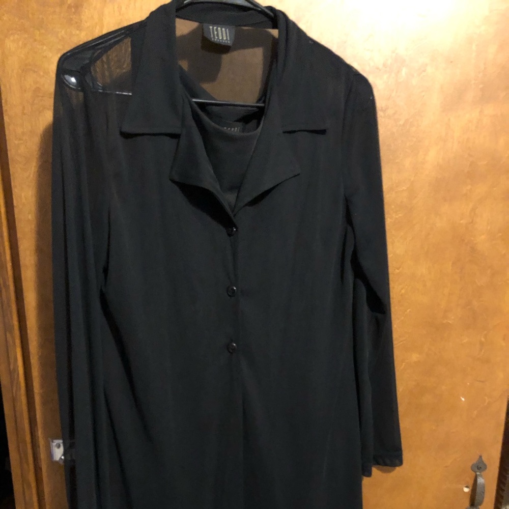 Black  tank dress knee length with sheer cover up